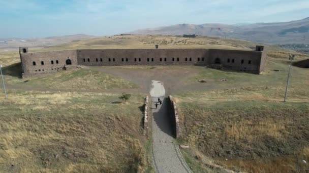 Luchtfoto Historische Retraite Erzurum Kalkoen Hoge Kwaliteit Beeldmateriaal — Stockvideo