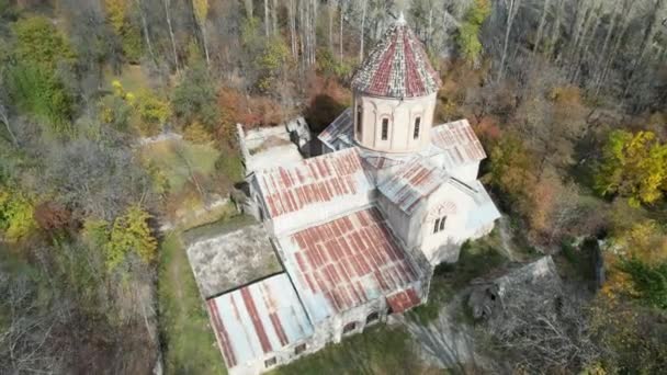 Letecký Historický Pravoslavný Kamenný Georgiánský Kostel Krocanovi Mešita Tas — Stock video