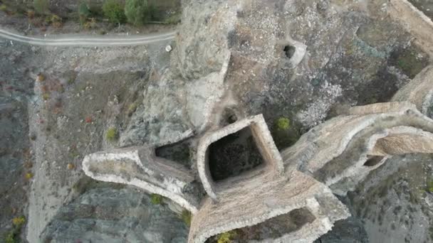 Aerial Enguzek Kapi Castello Erzurum Tortum Castello Medievale — Video Stock