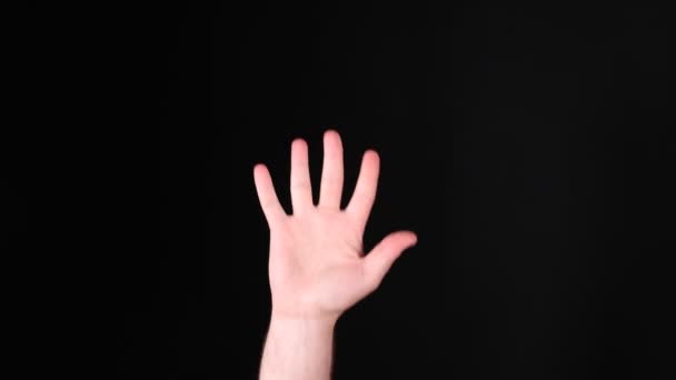 Waving Hand Movement Black Background High Quality Footage — Stock Video