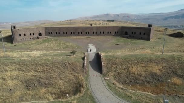 Luchtfoto Historische Retraite Erzurum Kalkoen Hoge Kwaliteit Beeldmateriaal — Stockvideo