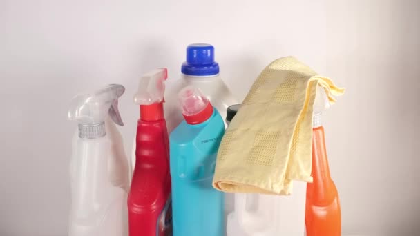 Bottiglia Plastica Detergente Vicino Filmati Alta Qualità — Video Stock