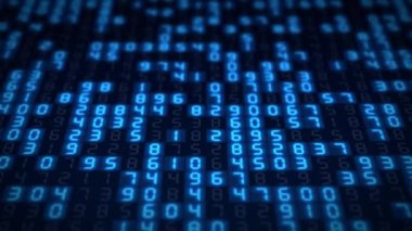 Onaltılık büyük veri dijital kodu fütüristik bir bilgi teknolojisi bilgisayarında siyah ve mavi ana bilgisayarda çalışıyor. 4K Web geliştiricisi. Dijital bilgisayar kodu. Programlama. Bilgi Teknolojisi