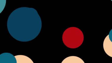 70 'lerin modası geçmiş geometrik arka planı. Renkli göz kırpan daireler, bej, turuncu, kırmızı ve deniz mavisi renkleri. Bu tarz klasik hareketli arka plan animasyonu 4k ve pürüzsüz bir döngüdür.