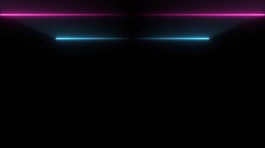Neon Lights hareket döngüsü kare dairesel hareket çeker ve güzel ışıklar arka plan lambası parlak efektli. Renkli ışık demetleriyle soyut neon arkaplan. Gelecekçi stüdyo konsepti