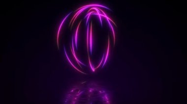 Işık küre ışınlar ile soyut neon arkaplan. Parlak lazer animasyonu ve yansıtıcı zemini olan fütüristik stüdyo konsepti. Kusursuz döngü. Gelecekçi Bilim-Kurgu Soyut Mavi ve Mor Neon Işığı 
