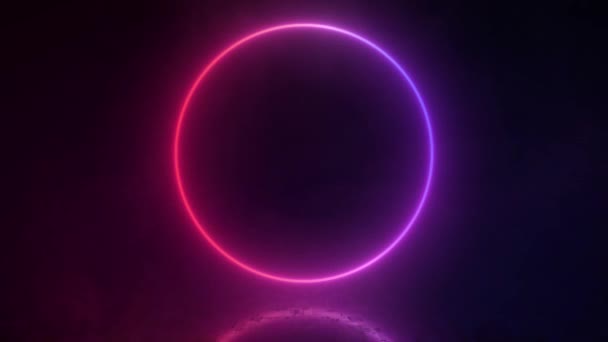 Neon Kreis Beleuchtet Rahmendesign Schleife Abstrakte Kosmische Lebendige Farbkreis Kulisse — Stockvideo