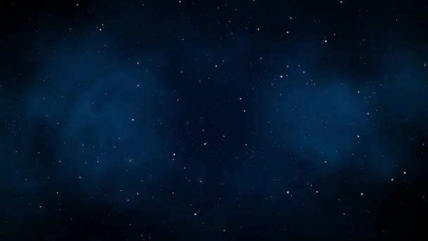 Volare Attraverso Stelle Nebulosa Blu Nello Spazio Video Loop Sfondo — Video Stock