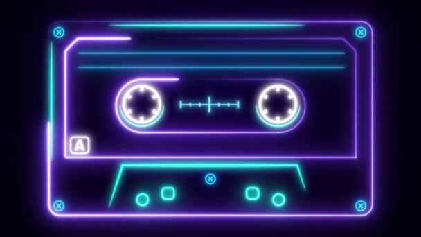 Nastro Neon Sul Pavimento Bagnato Riflettente Illumina Spegne Animazione Cassetta — Video Stock