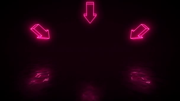 Kleurrijke Moderne Neon Licht Pijlen Led Light Arrows Illustratie Gloeiende — Stockvideo