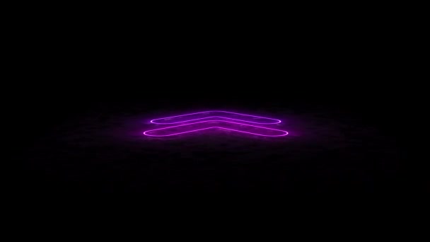 3D循环动画 抽象粉红色的红色霓虹灯背景与发光的箭头 显示前进方向 空的舞台 前瞻概念 黑暗背景下的激光发光线 — 图库视频影像