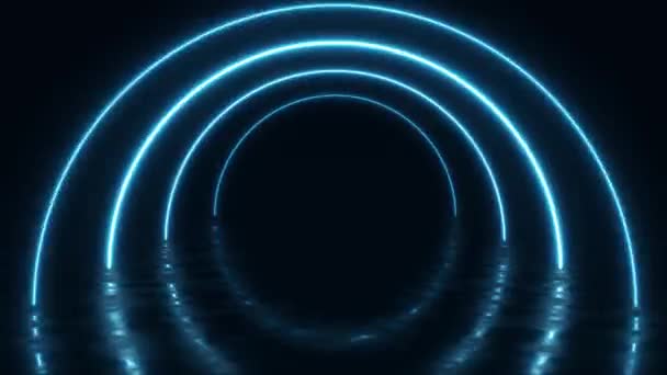 Abstrakt Neon Bakgrund Med Cirkelstrålar Ljus Futuristisk Studio Koncept Med — Stockvideo