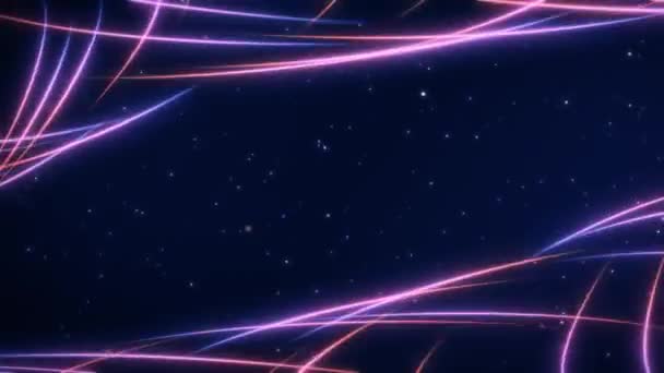 Animationsschleifentechnologie Mehrfarbige Lichtzufallslinien Wellen Animation Auf Schwarz Abstraktes Dunkles Bewegungsgradienten — Stockvideo