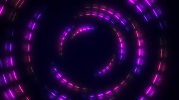 Abstrakter Neon Hintergrund Mit Kreisförmigen Lichtstrahlen Futuristisches Studiokonzept Mit Heller — Stockvideo