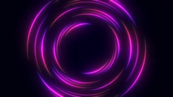 Streszczenie Neonowego Tła Okrężnymi Wiązkami Światła Futurystyczna Koncepcja Studia Jasną — Wideo stockowe