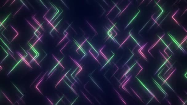 波幾何学的なネオントンネル 活気のあるネオンストライプパターン グローラインはSfパターンを形成します 明るい反射ネオンライト 単純な明るい背景 Sf構造 ループアニメーション Striped Creative — ストック動画