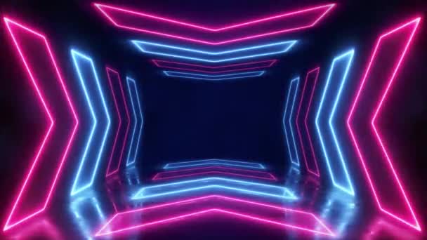 Abstrakt Neon Bakgrund Med Färgglada Strålar Ljus Futuristisk Studio Koncept — Stockvideo
