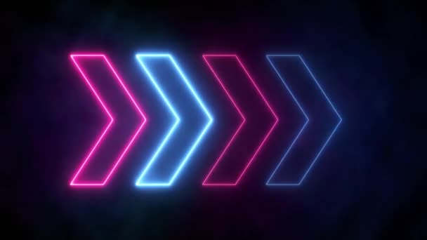 Abstrakter Neon Hintergrund Mit Bunten Lichtstrahlen Futuristisches Studiokonzept Mit Pfeilen — Stockvideo
