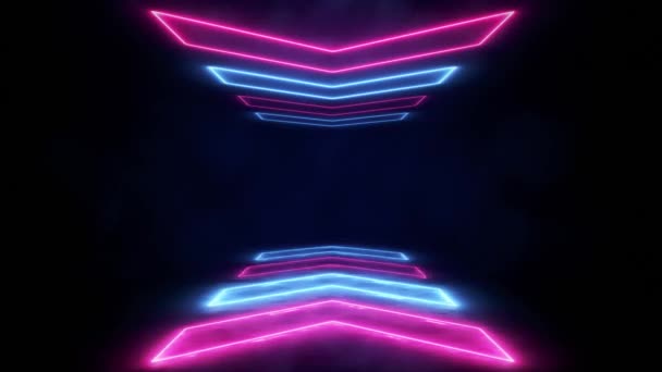 Abstrakcyjne Neonowe Tło Kolorowymi Wiązkami Światła Futurystyczna Koncepcja Studio Strzałkami — Wideo stockowe