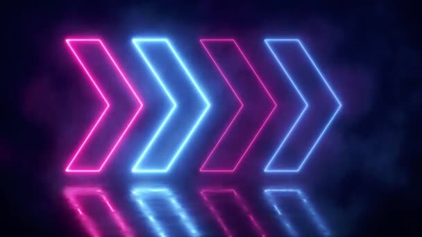 Abstrakter Neon Hintergrund Mit Bunten Lichtstrahlen Futuristisches Studiokonzept Mit Pfeilen — Stockvideo