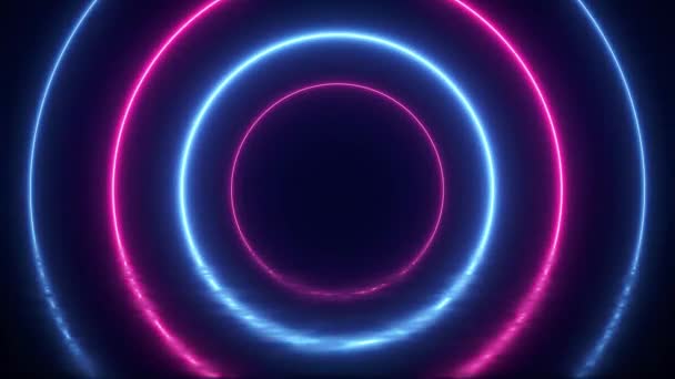 Abstrakt Neon Bakgrund Med Färgglada Cirkel Ljus Futuristisk Studio Koncept — Stockvideo