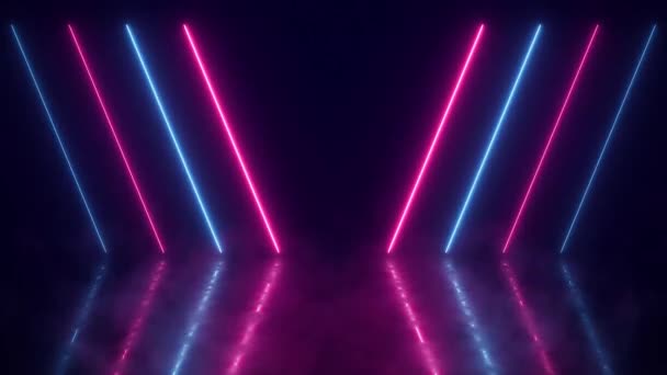 Abstrakcyjne Neonowe Tło Kolorowymi Wiązkami Światła Futurystyczna Koncepcja Studia Jasną — Wideo stockowe