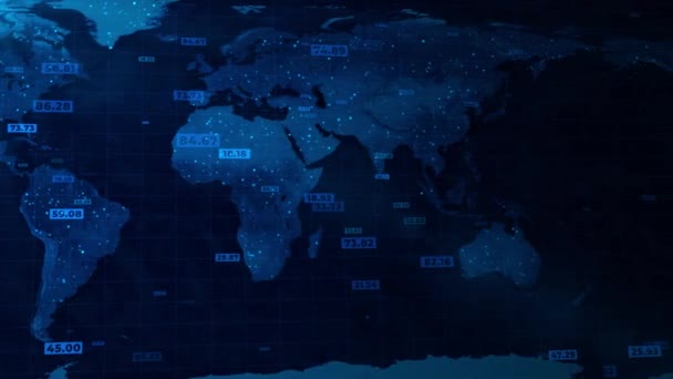 Mapa Planeta Mapa Mundo Rede Social Global Futuro Laço Sem — Vídeo de Stock