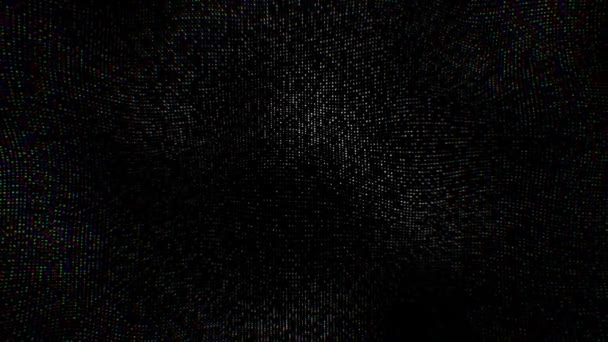デジタル波未来的技術抽象的背景アニメーション3Dレンダリング粒子線乱流 黒の背景に乱流パターン 粒子接続 最小スタイル波パターンシームレス — ストック動画
