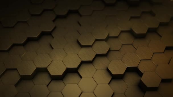 Lazo Superficie Geométrica Hexágono Dorado Abstracto Mínima Animación Rejilla Hexagonal — Vídeos de Stock
