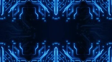 Devre tahtasında ve işlemci döngüsünde dijital veri hareket ediyor. Bilgisayar işleme ve düzenleme verileri. Soyut yüksek teknoloji yapay zeka (AI), veri madenciliği, modern bilgisayar teknolojisi yüzeyi