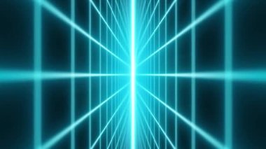 Retro siber punk tarzı 80 'lerin bilim-kurgu arka planı, lazer şebeke manzaralı. 1980 'lerin dijital siber yüzey tarzı. Üç boyutlu kusursuz döngü görüntüsü. Retro Futurism Bilim-Kurgu Arkaplanı.