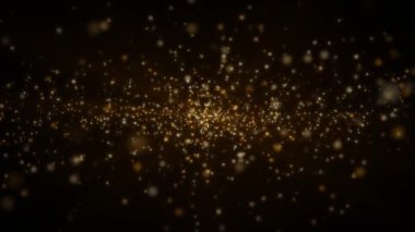Yeni Yıl Festivali 'nin kutlamalarının soyut arkaplanı koyu mavi arka planda parçacıklar ve konfetilerle yavaş yavaş hareket ediyor. Kusursuz döngü. Düşen pullar ve konfetiler, yeni yıl tebrikleri