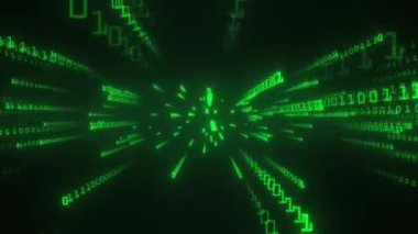 Matrix tarzı ikili kod. Kusursuz döngü. Dijital ikili kod işleme duvarı, sayılar duvar yağmuru. Bilimsel teknoloji veri ikili kodunun veri oluşturulması. Bilim kavramı, hareket grafiği,