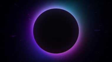 Çember çerçeve, yıldızlı siyah arkaplan üzerinde hareket gradyanı. Akıcı, canlı gradyanlar. Soyut sıvı neon ışıklar. Renkli parlak neon şablonu. Dinamik yumuşak renk. Kusursuz döngü görüntüsü