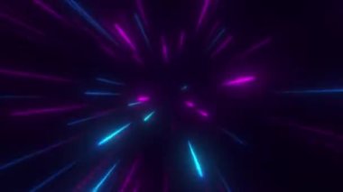 Neon ışıklı yıldız tüneli hiperdöngüsü, sc-fi neon siber punk tarzı. Pembe mavi ışıklı tasarım. Sinek neon çizgileri parıldıyor. Soyut kozmik enerji rengi, çok hızlı.