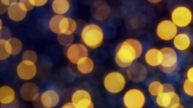 Yeni Yıl Festivali 'nin karanlık bir arka planda parçacıkları ve konfetileri yavaş yavaş hareket ettirerek kutlanmasının soyut arkaplanı. Kusursuz döngü. Sıcak bokeh etkisi, yeni yıl tebriği