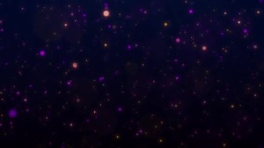 Yeni Yıl Festivali 'nin kutlamalarının soyut arkaplanı koyu mavi arka planda parçacıklar ve konfetilerle yavaş yavaş hareket ediyor. Kusursuz döngü. Düşen pullar ve konfetiler, yeni yıl tebrikleri