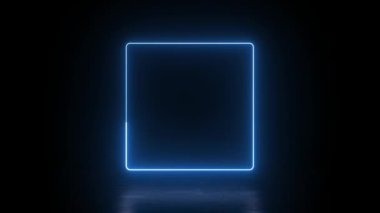 3D video görüntüleme, karesi koyu mavi neon ışığı, aydınlatma çerçeve tasarımı. Soyut kozmik canlı renk kare arkaplan. Parlak neon ışığı. Neon çerçeve döngüsü görüntüleri