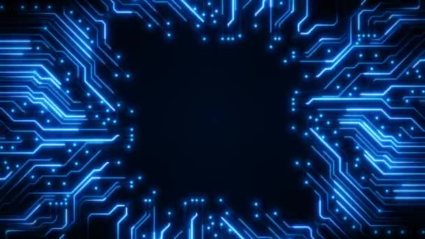 Digital Data Переміщується Circuit Board Петлі Процесора Комп Ютерна Обробка — стокове відео