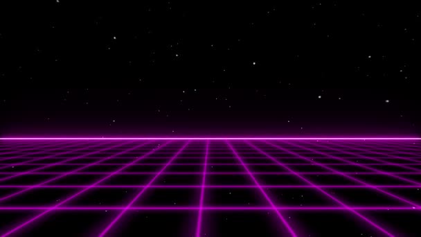 Retro Cyberpunk Stijl 80S Sci Achtergrond Futuristisch Met Laser Grid — Stockvideo