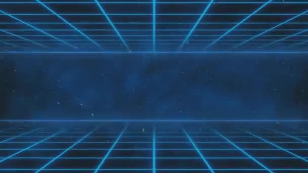 Retro Cyberpunk Style 80S Sci Background Futuristic Laser Grid Landscape — Stock Video