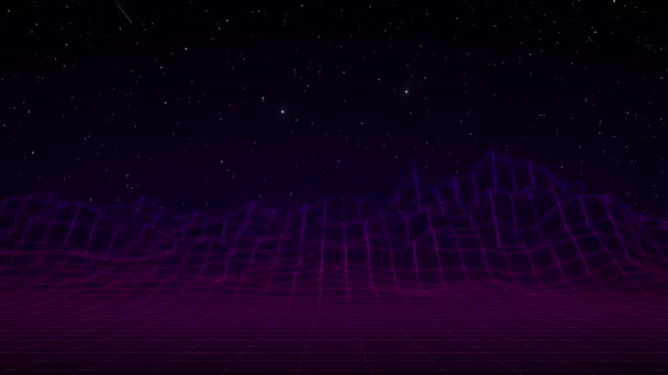 디온의 파동처럼 움직인다 렌더링 Retrowave Videogame Landscape Neon Lights Low — 비디오