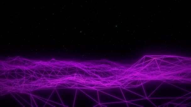 Ilustracja Sieci Synthwave Streszczenie Tła Cyfrowego Lata Retro Futuryzm Fala — Wideo stockowe