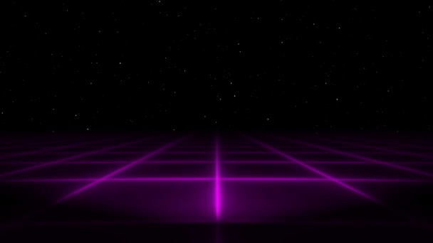 Retro Cyberpunk Style 80S Sci Background Φουτουριστικό Laser Grid Τοπίο — Αρχείο Βίντεο