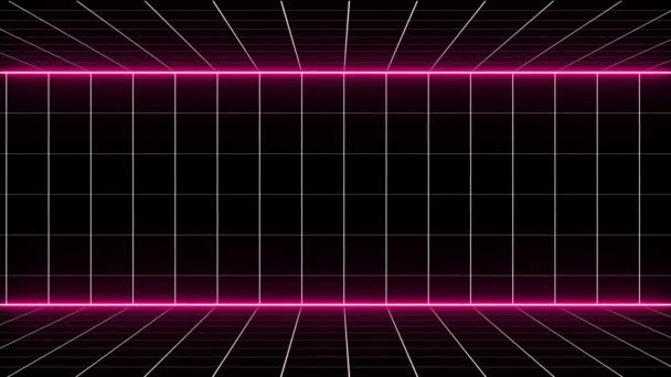 Retro Cyberpunk Styl 80S Sci Pozadí Futuristické Laserovou Mřížkou Krajiny — Stock video