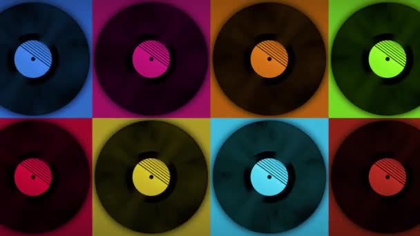 単純な色の背景にビニールディスクを回転させます シームレスなループ映像古い技術 レトロなデザイン 音楽レコードの3Dアニメーション回転 ループアニメーション レトロ音楽ヴィンテージスタイル — ストック動画