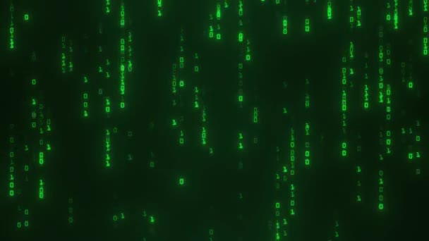 Matrixスタイルのバイナリコード シームレスなループだ デジタルバイナリコード処理壁 数値壁の雨 科学技術データバイナリコードのデータレンダリング 運動グラフィックの概念 — ストック動画