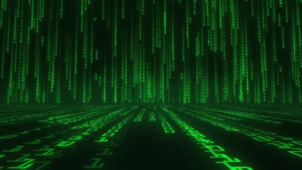 Δυαδικός Κώδικας Τύπου Matrix Απρόσκοπτη Θηλιά Ψηφιακό Δυαδικό Τοίχο Επεξεργασίας — Αρχείο Βίντεο