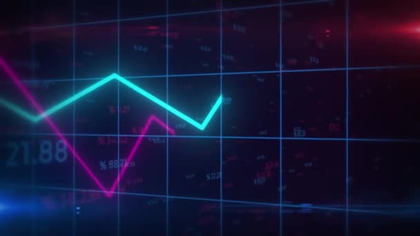 Gráfico Estatísticas Financeiras Preços Crescentes Mercado Ações Taxa Inflação Renderização — Vídeo de Stock