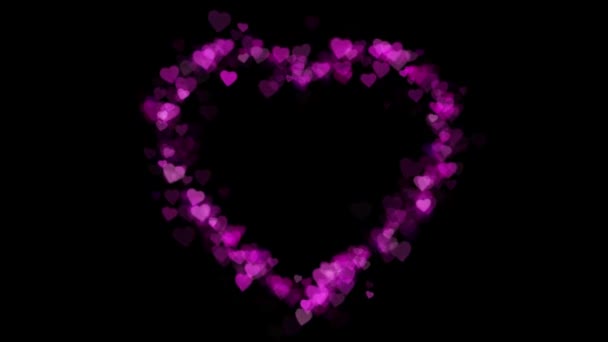 Βρόχο Βίντεο Αφηρημένες Ροζ Καρδιές Σκούρο Φόντο Έννοια Ημέρα Του — Αρχείο Βίντεο